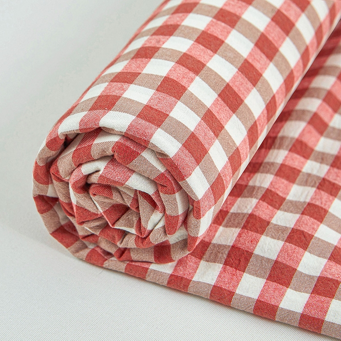 91家纺网 家纺一手货源 找家纺 恋人优选 2025新款纯棉色织床笠--无标款 红咖小格