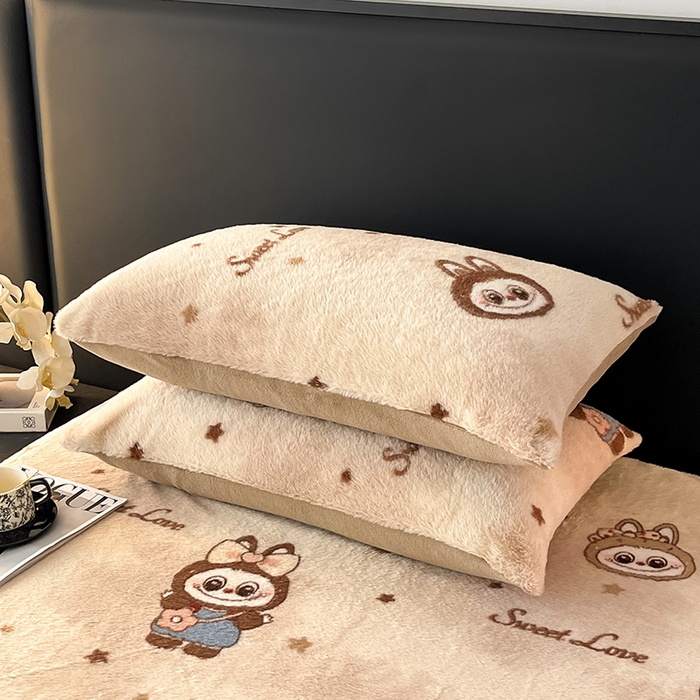 91家纺网 家纺一手货源 找家纺 乐窝家纺仓储 2025新款亲肤加厚保暖兔毛绒牛奶绒单品床笠单件床笠-美拉德 美拉德-拉布布