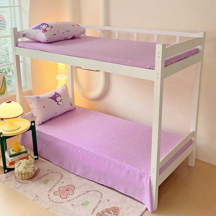 91家纺网 家纺一手货源 找家纺 港岛妹妹 2025新款云朵水洗工艺三丽鸥学生宿舍三件套上下铺三件套 三丽鸥-库洛米之心