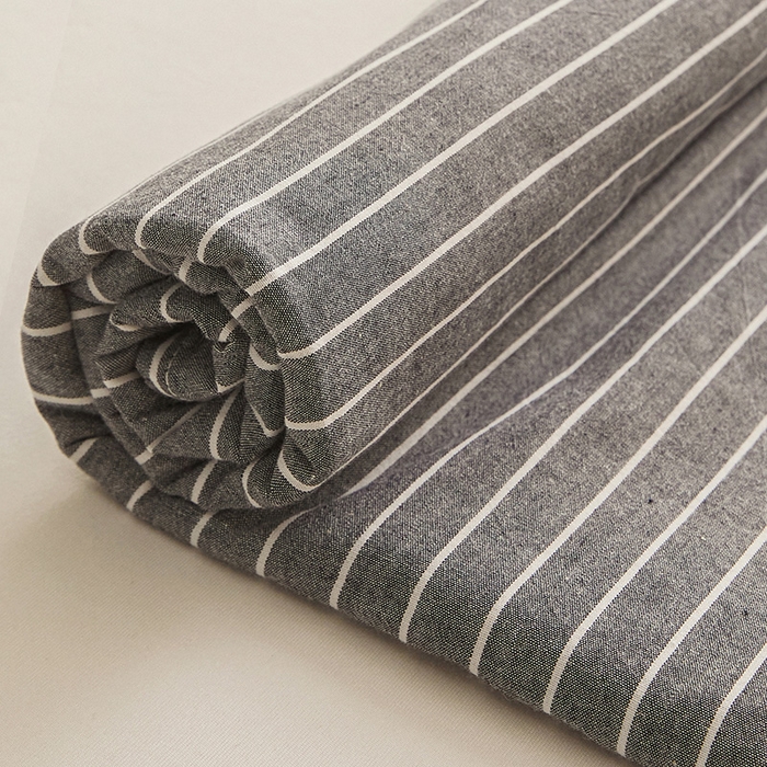 91家纺网 家纺一手货源 找家纺 恋人优选 2025新款纯棉色织床笠--无标款 灰细条