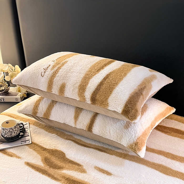 91家纺网 家纺一手货源 找家纺 乐窝家纺仓储 2025新款亲肤加厚保暖兔毛绒牛奶绒单品床笠单件床笠-美拉德 美拉德-拿铁纹