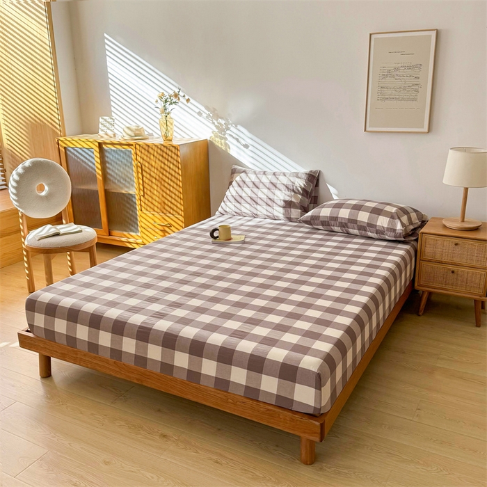 91家纺网 家纺一手货源 找家纺 恋人优选 2025新款纯棉色织床笠--无标款 灰中格