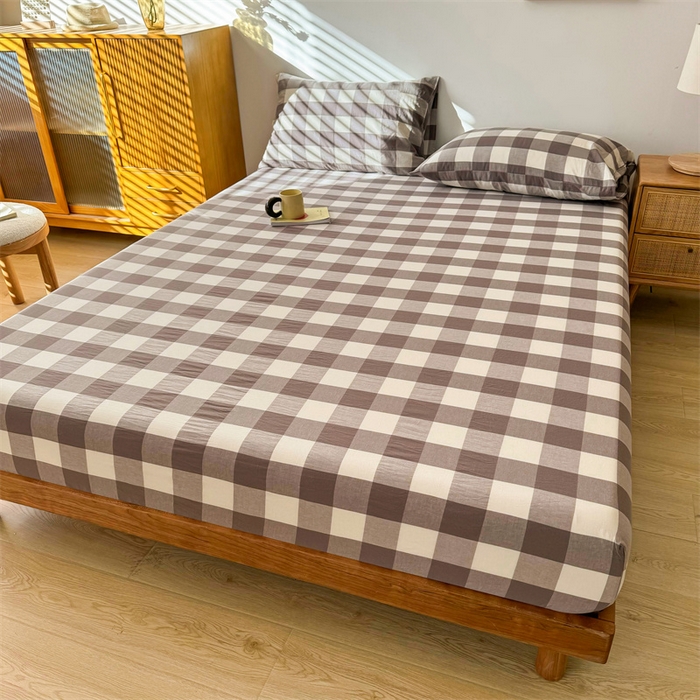 91家纺网 家纺一手货源 找家纺 恋人优选 2025新款纯棉色织床笠--无标款 灰中格