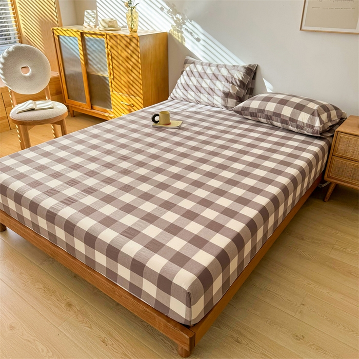 91家纺网 家纺一手货源 找家纺 恋人优选 2025新款纯棉色织床笠--无标款 灰中格