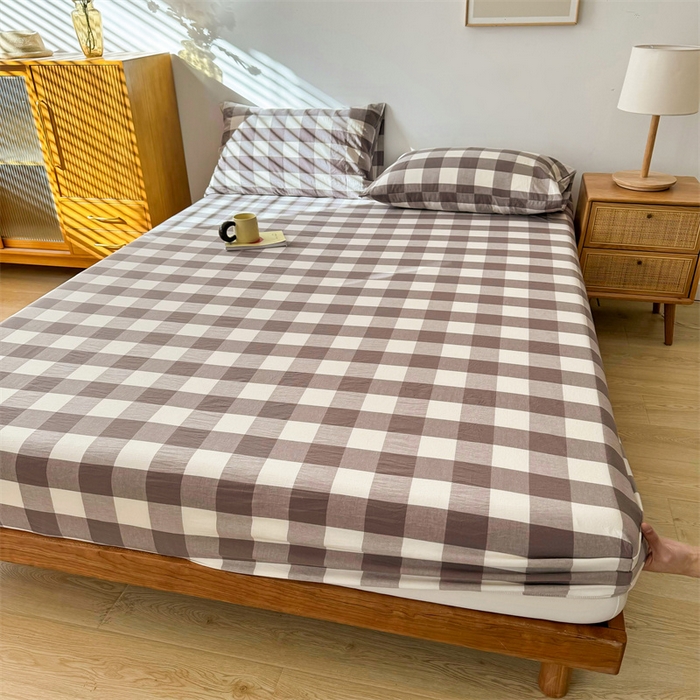 91家纺网 家纺一手货源 找家纺 恋人优选 2025新款纯棉色织床笠--无标款 灰中格