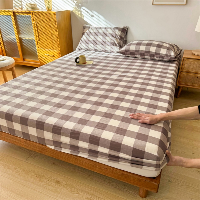 91家纺网 家纺一手货源 找家纺 恋人优选 2025新款纯棉色织床笠--无标款 灰中格