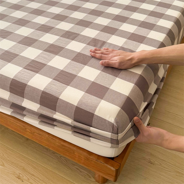 91家纺网 家纺一手货源 找家纺 恋人优选 2025新款纯棉色织床笠--无标款 灰中格