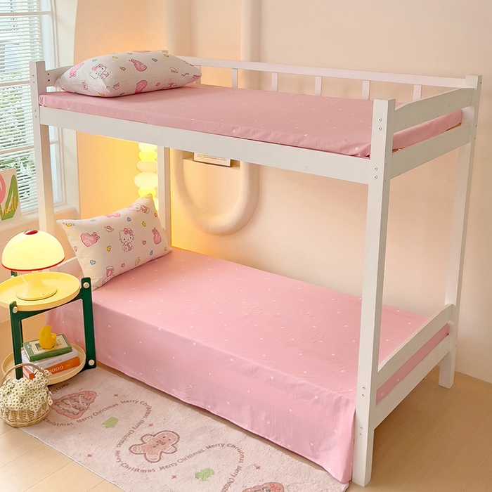 91家纺网 家纺一手货源 找家纺 港岛妹妹 2025新款云朵水洗工艺三丽鸥学生宿舍三件套上下铺三件套 三丽鸥-心动kt猫