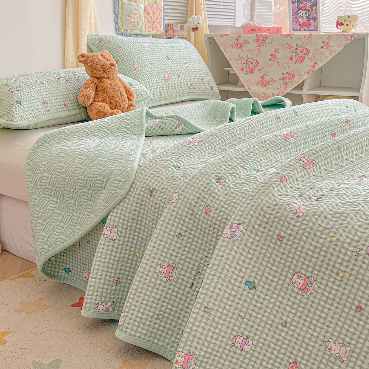 91家纺网 家纺一手货源 找家纺 （总）慕晨 2025新品棉加绒床盖一面全棉一面牛奶绒床盖炕盖单品床盖床盖单件加厚高温酵素砂洗