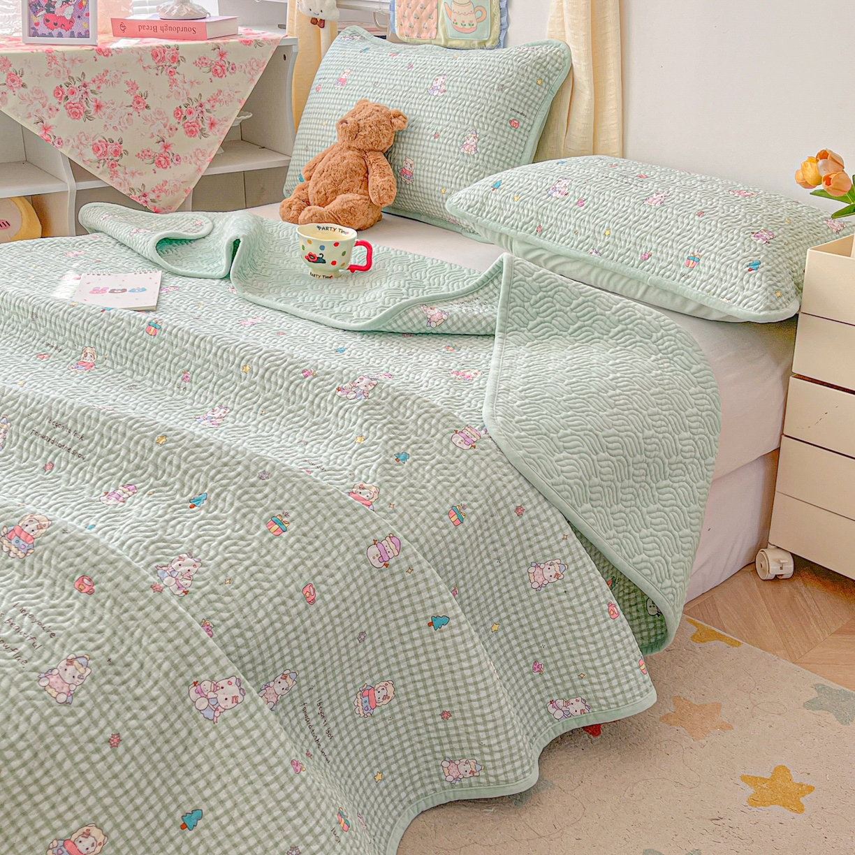 91家纺网 家纺一手货源 找家纺 （总）慕晨 2025新品棉加绒床盖一面全棉一面牛奶绒床盖炕盖单品床盖床盖单件加厚高温酵素砂洗