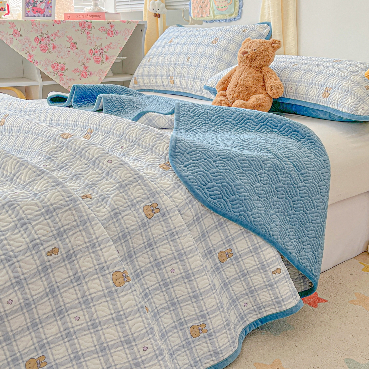 91家纺网 家纺一手货源 找家纺 （总）慕晨 2025新品棉加绒床盖一面全棉一面牛奶绒床盖炕盖单品床盖床盖单件加厚高温酵素砂洗