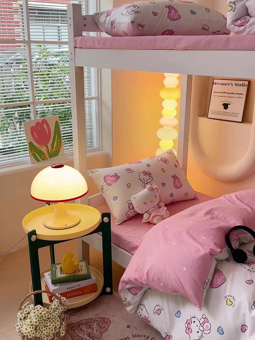 91家纺网 家纺一手货源 找家纺 港岛妹妹 2025新款云朵水洗工艺三丽鸥学生宿舍三件套上下铺三件套 三丽鸥-心动kt猫