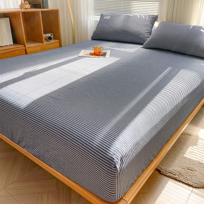 91家纺网 家纺一手货源 找家纺 恋人优选 2025新款纯棉色织床笠--无标款 蓝白条