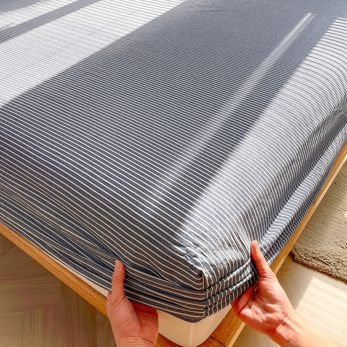 91家纺网 家纺一手货源 找家纺 恋人优选 2025新款纯棉色织床笠--无标款 蓝白条