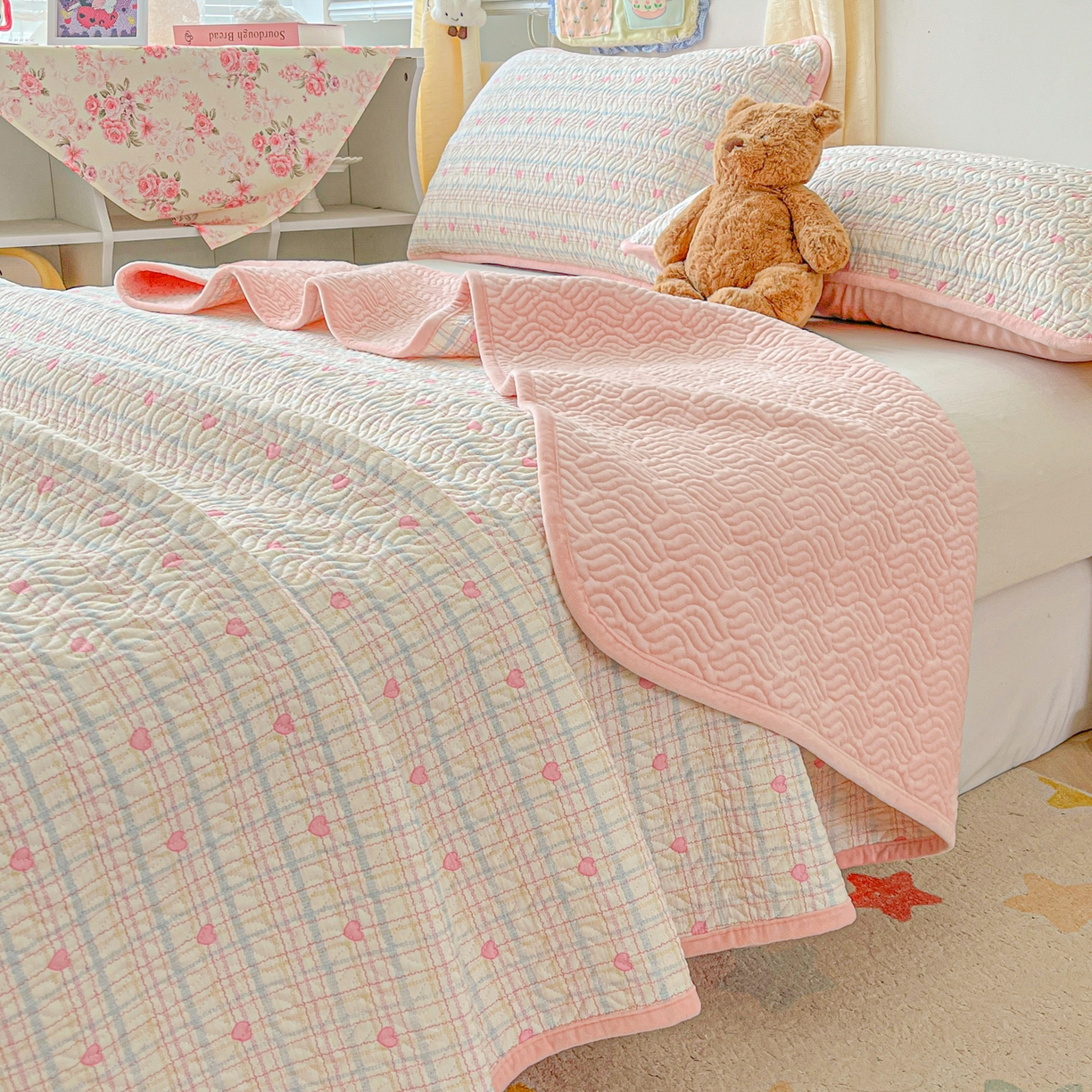 91家纺网 家纺一手货源 找家纺 （总）慕晨 2025新品棉加绒床盖一面全棉一面牛奶绒床盖炕盖单品床盖床盖单件加厚高温酵素砂洗