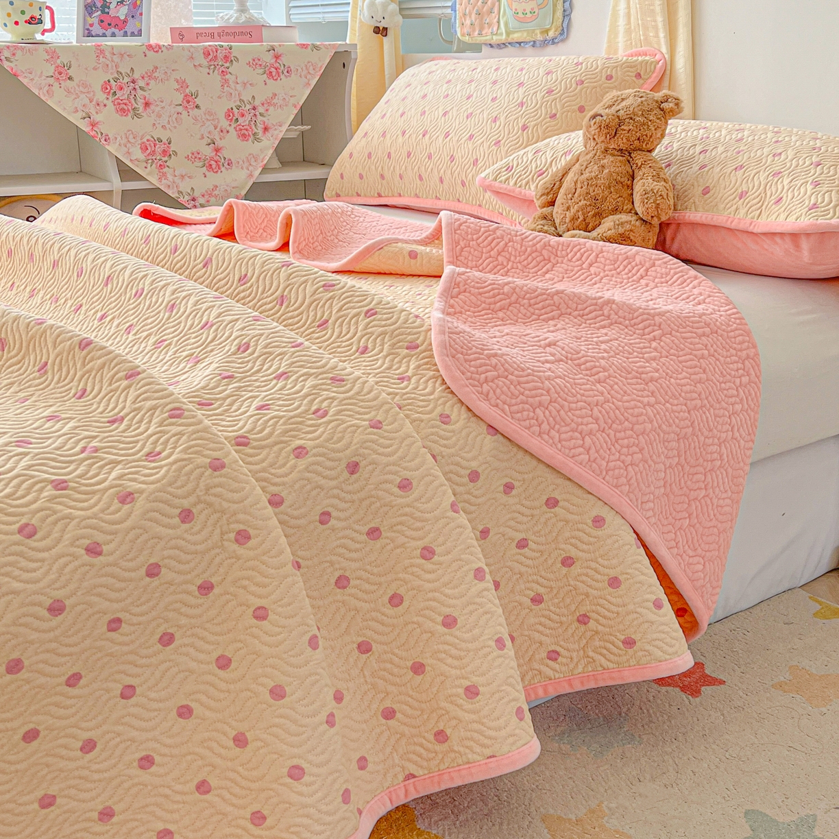 91家纺网 家纺一手货源 找家纺 （总）慕晨 2025新品棉加绒床盖一面全棉一面牛奶绒床盖炕盖单品床盖床盖单件加厚高温酵素砂洗