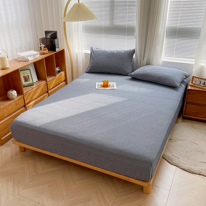 91家纺网 家纺一手货源 找家纺 恋人优选 2025新款纯棉色织床笠--无标款 蓝白条