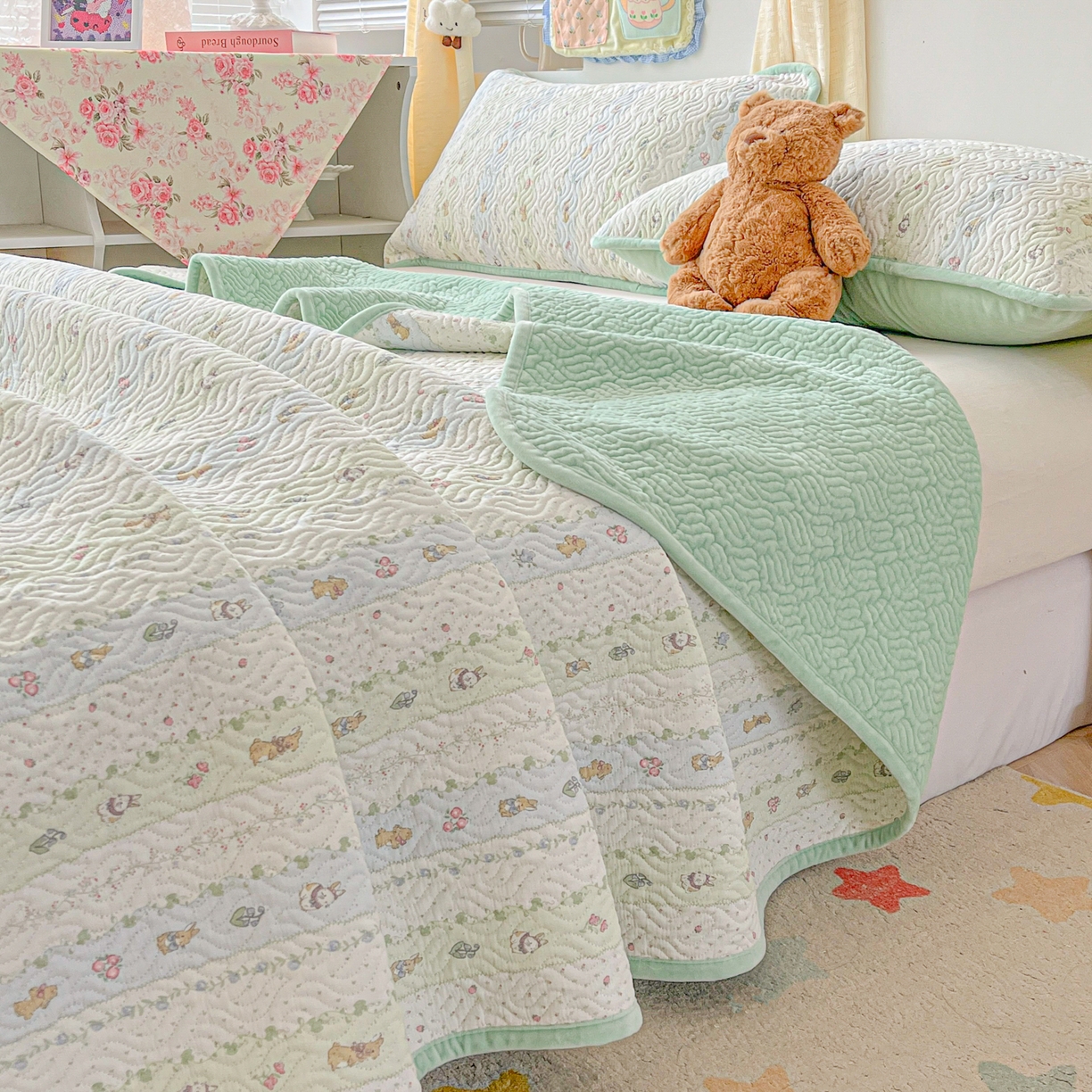 91家纺网 家纺一手货源 找家纺 （总）慕晨 2025新品棉加绒床盖一面全棉一面牛奶绒床盖炕盖单品床盖床盖单件加厚高温酵素砂洗