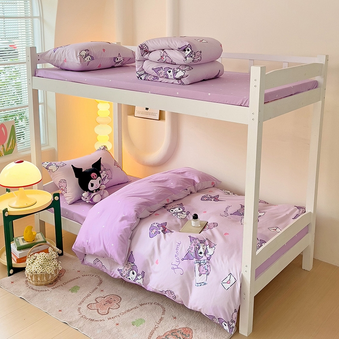 91家纺网 家纺一手货源 找家纺 港岛妹妹 2025新款云朵水洗工艺三丽鸥学生宿舍三件套上下铺三件套 三丽鸥-信封库洛米