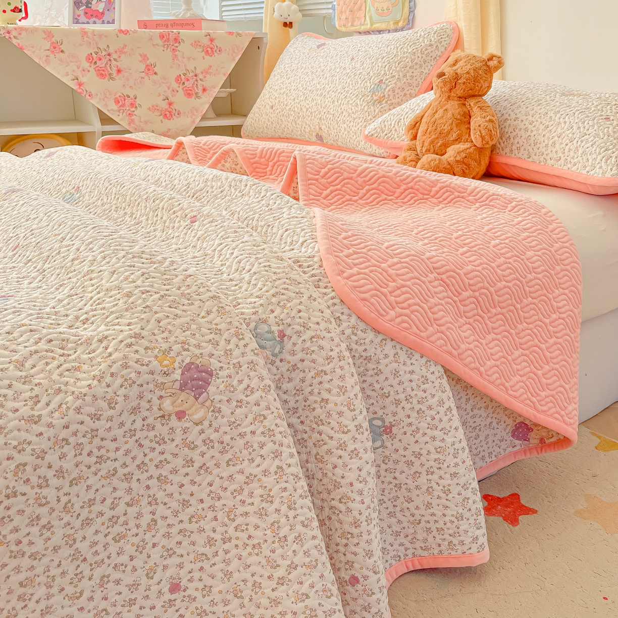 91家纺网 家纺一手货源 找家纺 （总）慕晨 2025新品棉加绒床盖一面全棉一面牛奶绒床盖炕盖单品床盖床盖单件加厚高温酵素砂洗