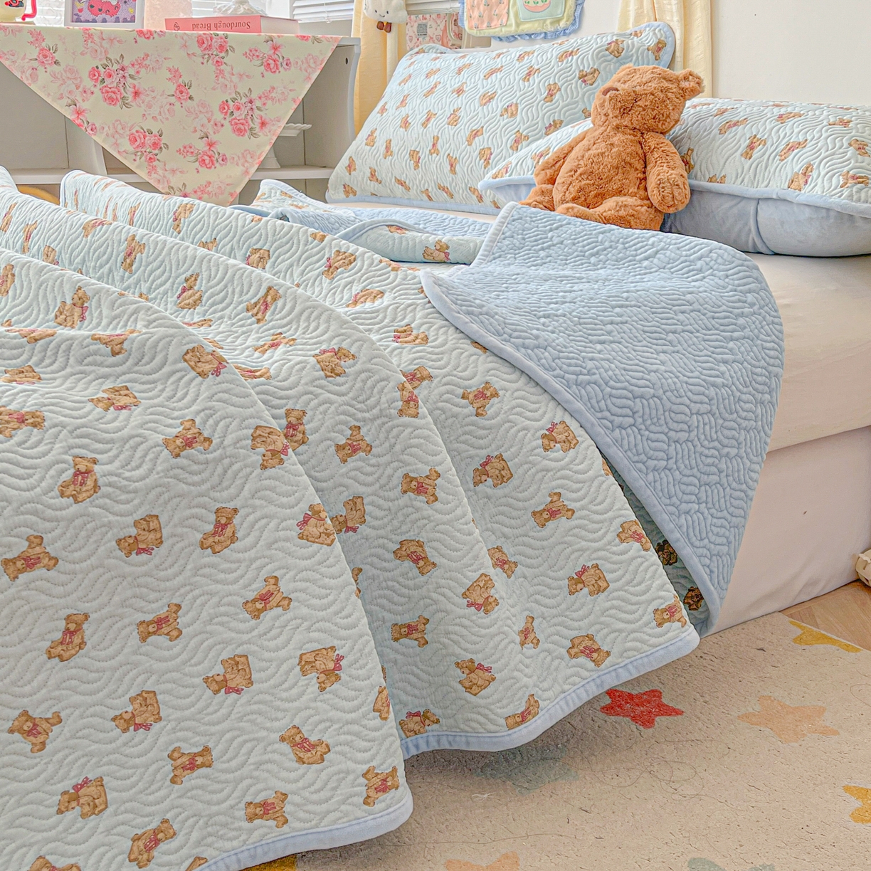 91家纺网 家纺一手货源 找家纺 （总）慕晨 2025新品棉加绒床盖一面全棉一面牛奶绒床盖炕盖单品床盖床盖单件加厚高温酵素砂洗