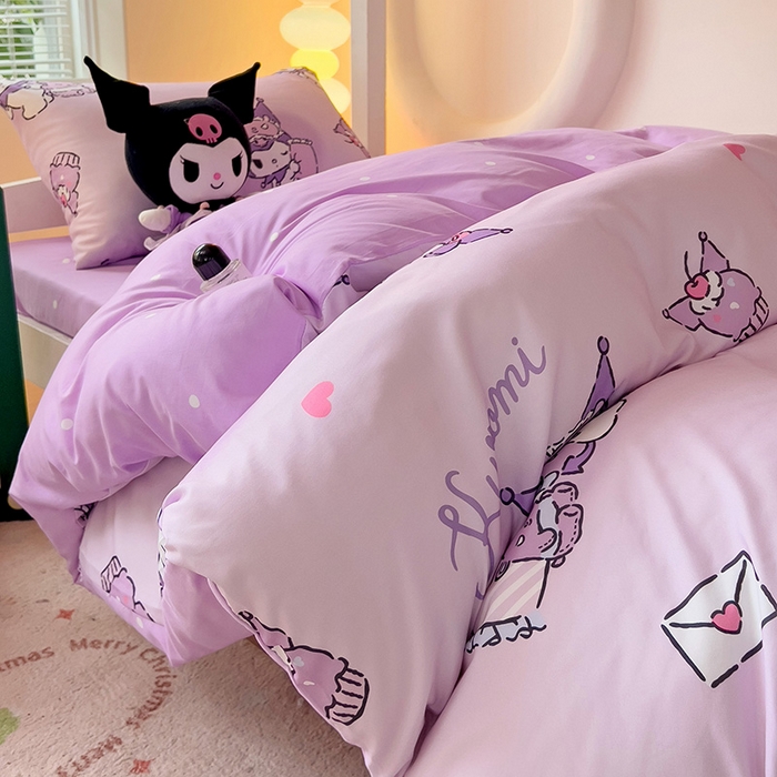 91家纺网 家纺一手货源 找家纺 港岛妹妹 2025新款云朵水洗工艺三丽鸥学生宿舍三件套上下铺三件套 三丽鸥-信封库洛米