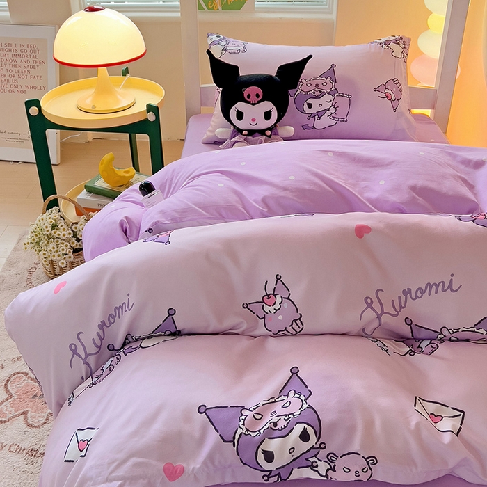 91家纺网 家纺一手货源 找家纺 港岛妹妹 2025新款云朵水洗工艺三丽鸥学生宿舍三件套上下铺三件套 三丽鸥-信封库洛米