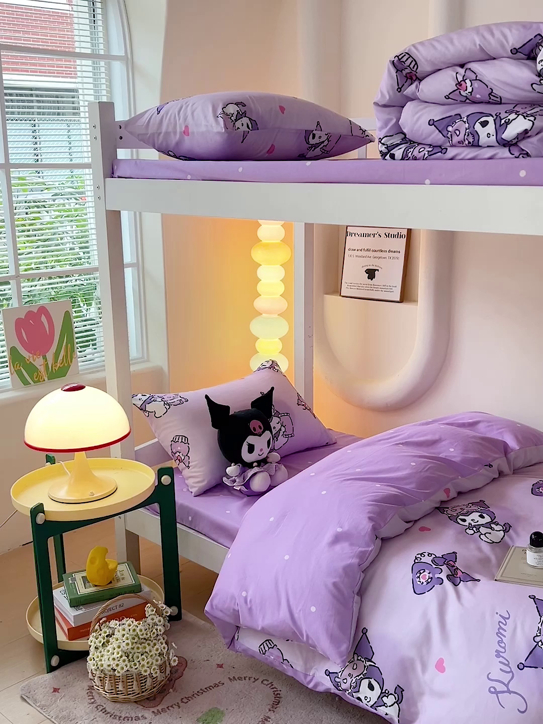 91家纺网 家纺一手货源 找家纺 港岛妹妹 2025新款云朵水洗工艺三丽鸥学生宿舍三件套上下铺三件套 三丽鸥-信封库洛米