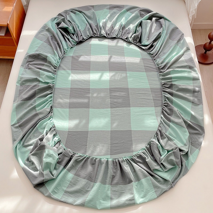 91家纺网 家纺一手货源 找家纺 恋人优选 2025新款纯棉色织床笠--无标款 绿大格