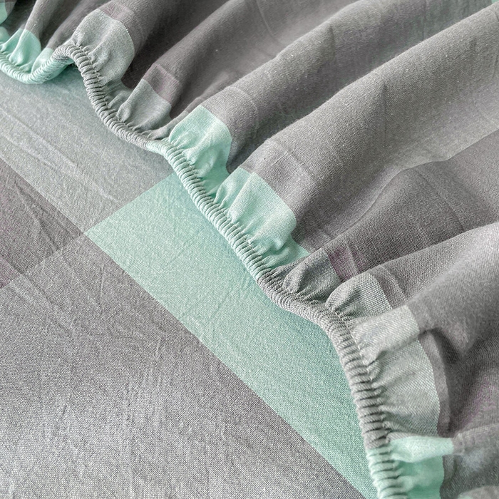 91家纺网 家纺一手货源 找家纺 恋人优选 2025新款纯棉色织床笠--无标款 绿大格