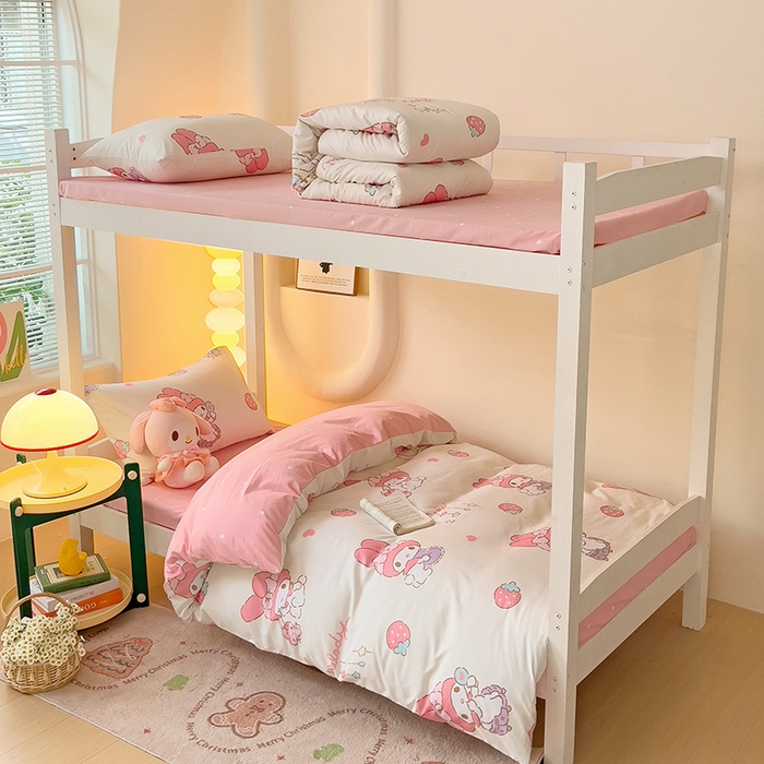 91家纺网 家纺一手货源 找家纺 港岛妹妹 2025新款云朵水洗工艺三丽鸥学生宿舍三件套上下铺三件套 三丽鸥-星月美乐蒂