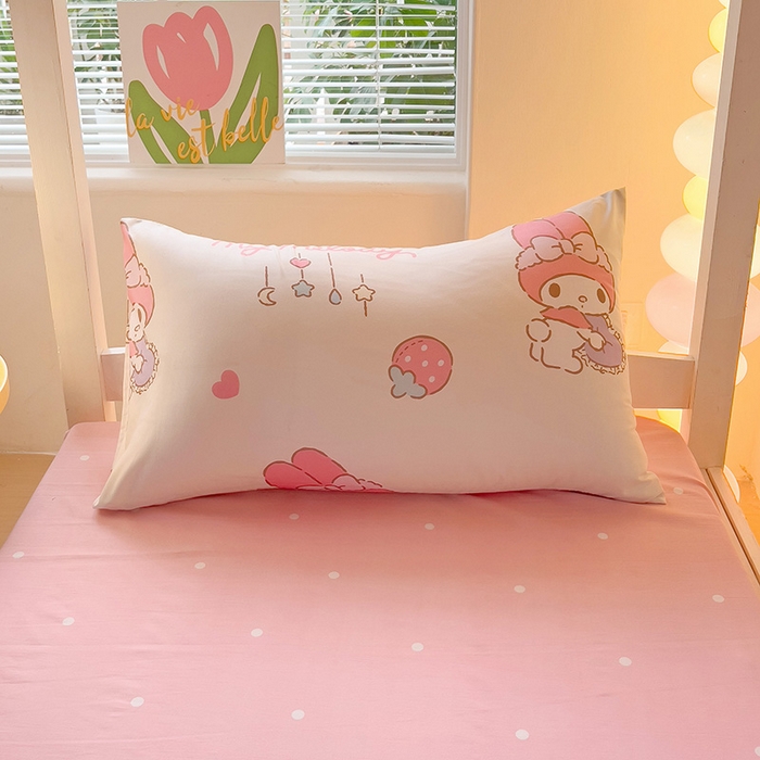 91家纺网 家纺一手货源 找家纺 港岛妹妹 2025新款云朵水洗工艺三丽鸥学生宿舍三件套上下铺三件套 三丽鸥-星月美乐蒂