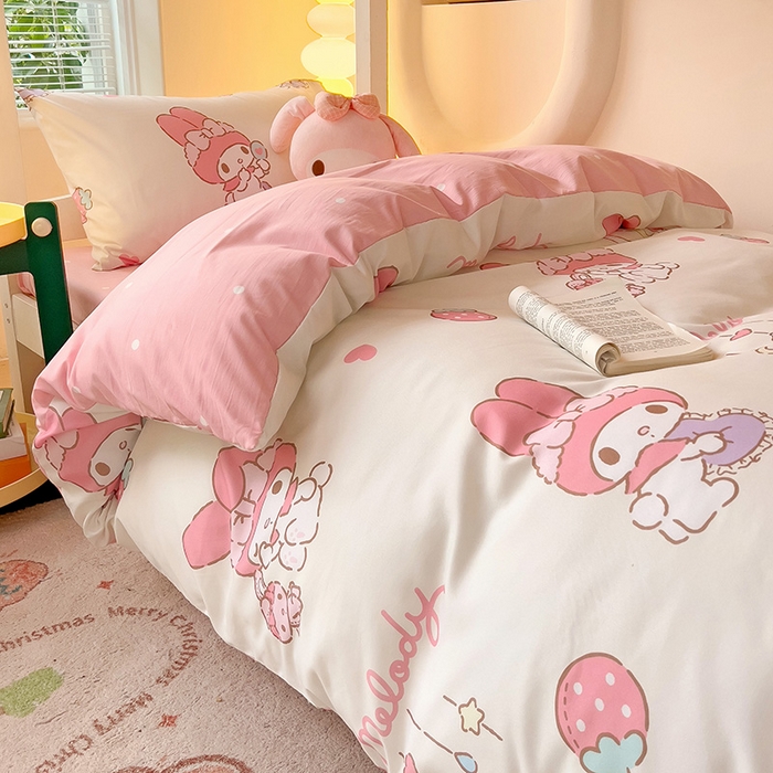 91家纺网 家纺一手货源 找家纺 港岛妹妹 2025新款云朵水洗工艺三丽鸥学生宿舍三件套上下铺三件套 三丽鸥-星月美乐蒂