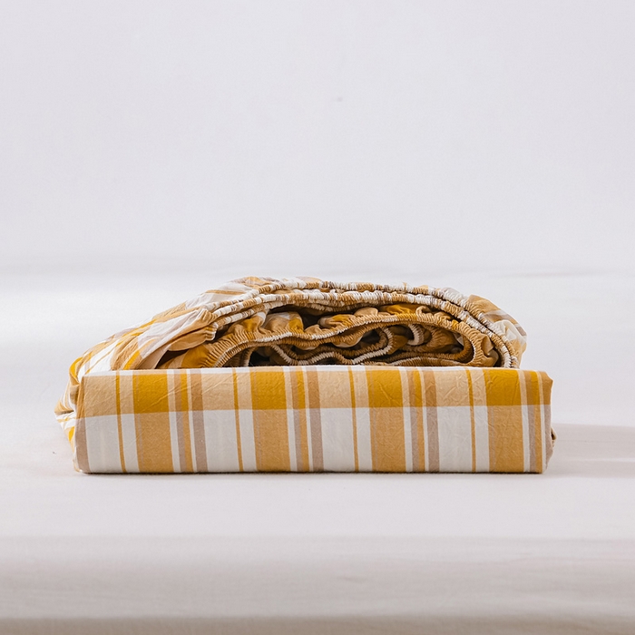 91家纺网 家纺一手货源 找家纺 恋人优选 2025新款纯棉色织床笠--无标款 芒果格