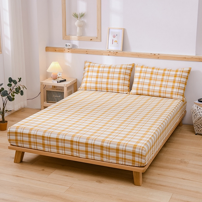 91家纺网 家纺一手货源 找家纺 恋人优选 2025新款纯棉色织床笠--无标款 芒果格