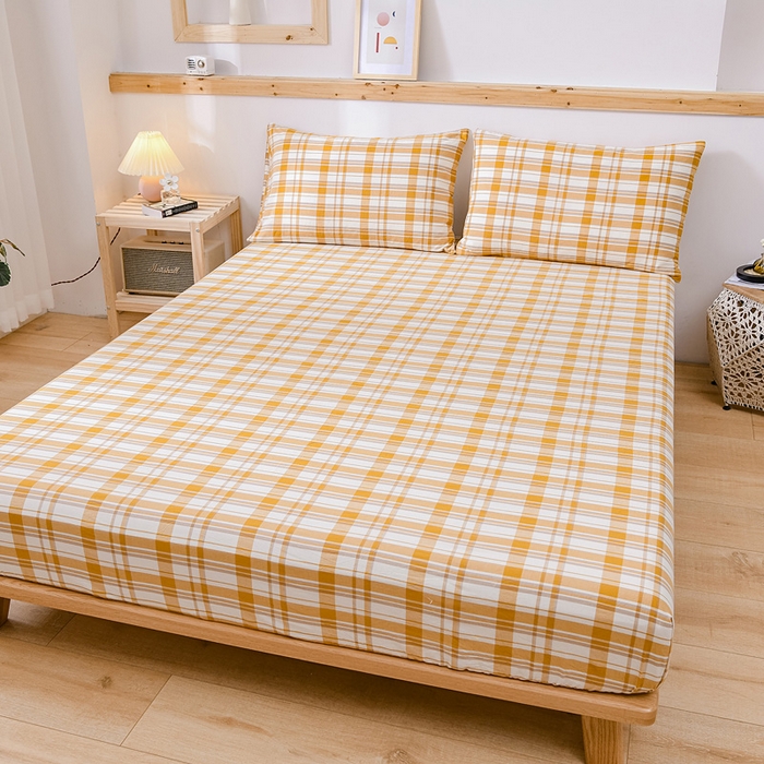 91家纺网 家纺一手货源 找家纺 恋人优选 2025新款纯棉色织床笠--无标款 芒果格