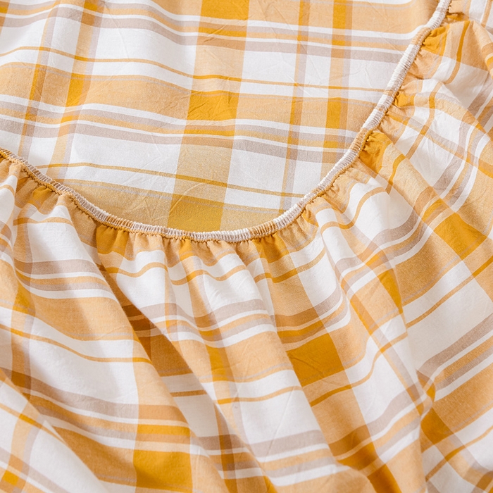 91家纺网 家纺一手货源 找家纺 恋人优选 2025新款纯棉色织床笠--无标款 芒果格