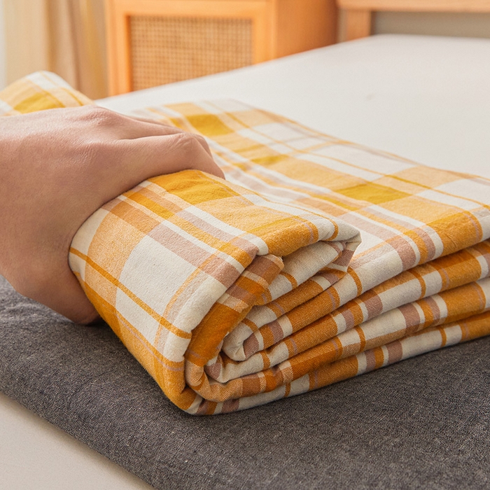 91家纺网 家纺一手货源 找家纺 恋人优选 2025新款纯棉色织床笠--无标款 芒果格