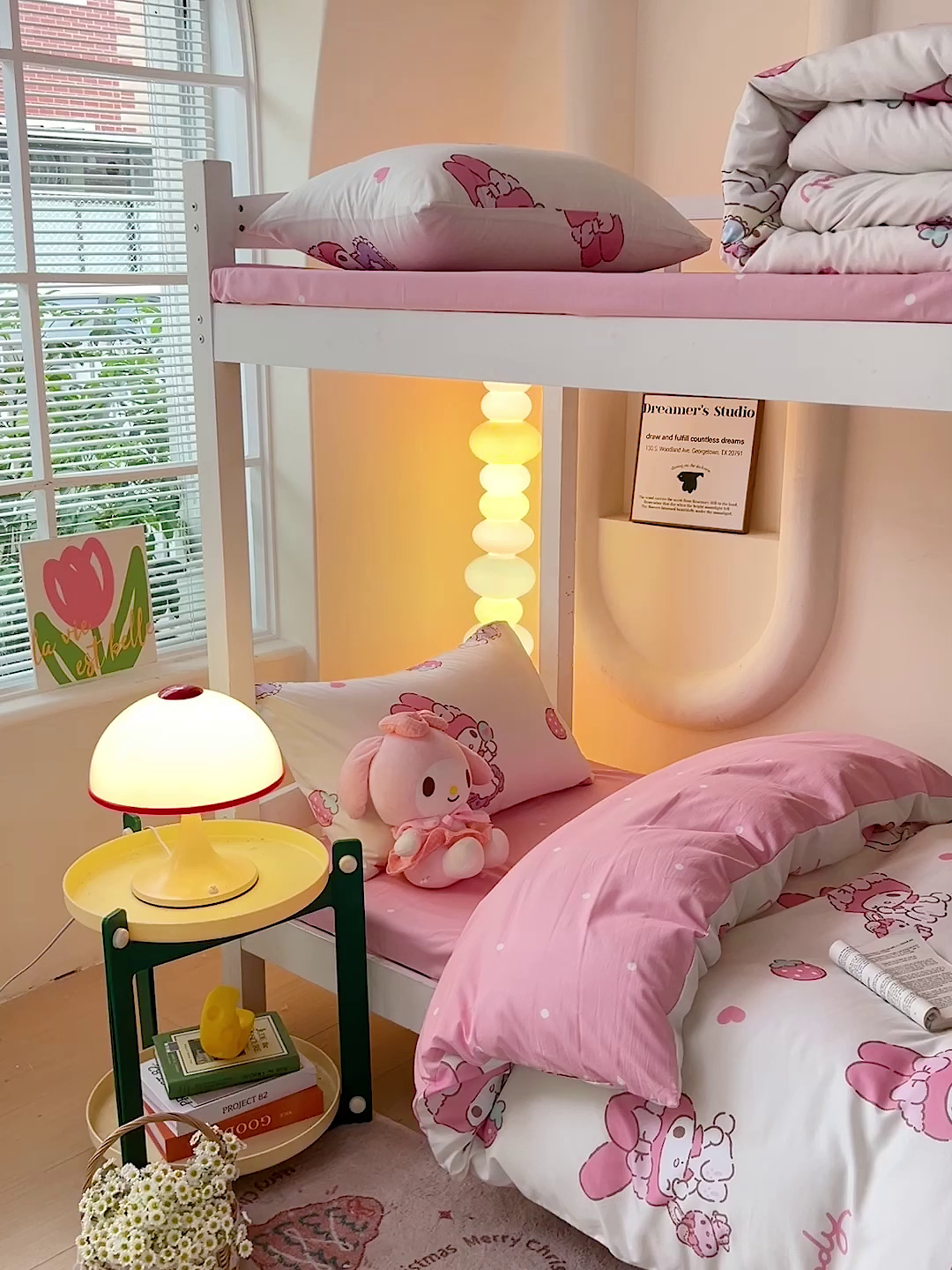 91家纺网 家纺一手货源 找家纺 港岛妹妹 2025新款云朵水洗工艺三丽鸥学生宿舍三件套上下铺三件套 三丽鸥-星月美乐蒂