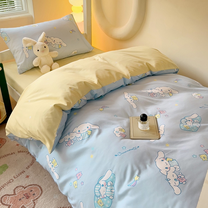 91家纺网 家纺一手货源 找家纺 港岛妹妹 2025新款云朵水洗工艺三丽鸥学生宿舍三件套上下铺三件套 三丽鸥-云朵玉桂狗