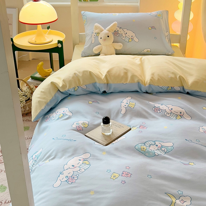 91家纺网 家纺一手货源 找家纺 港岛妹妹 2025新款云朵水洗工艺三丽鸥学生宿舍三件套上下铺三件套 三丽鸥-云朵玉桂狗