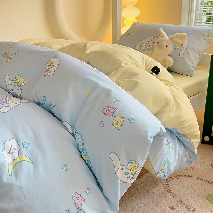 91家纺网 家纺一手货源 找家纺 港岛妹妹 2025新款云朵水洗工艺三丽鸥学生宿舍三件套上下铺三件套 三丽鸥-云朵玉桂狗