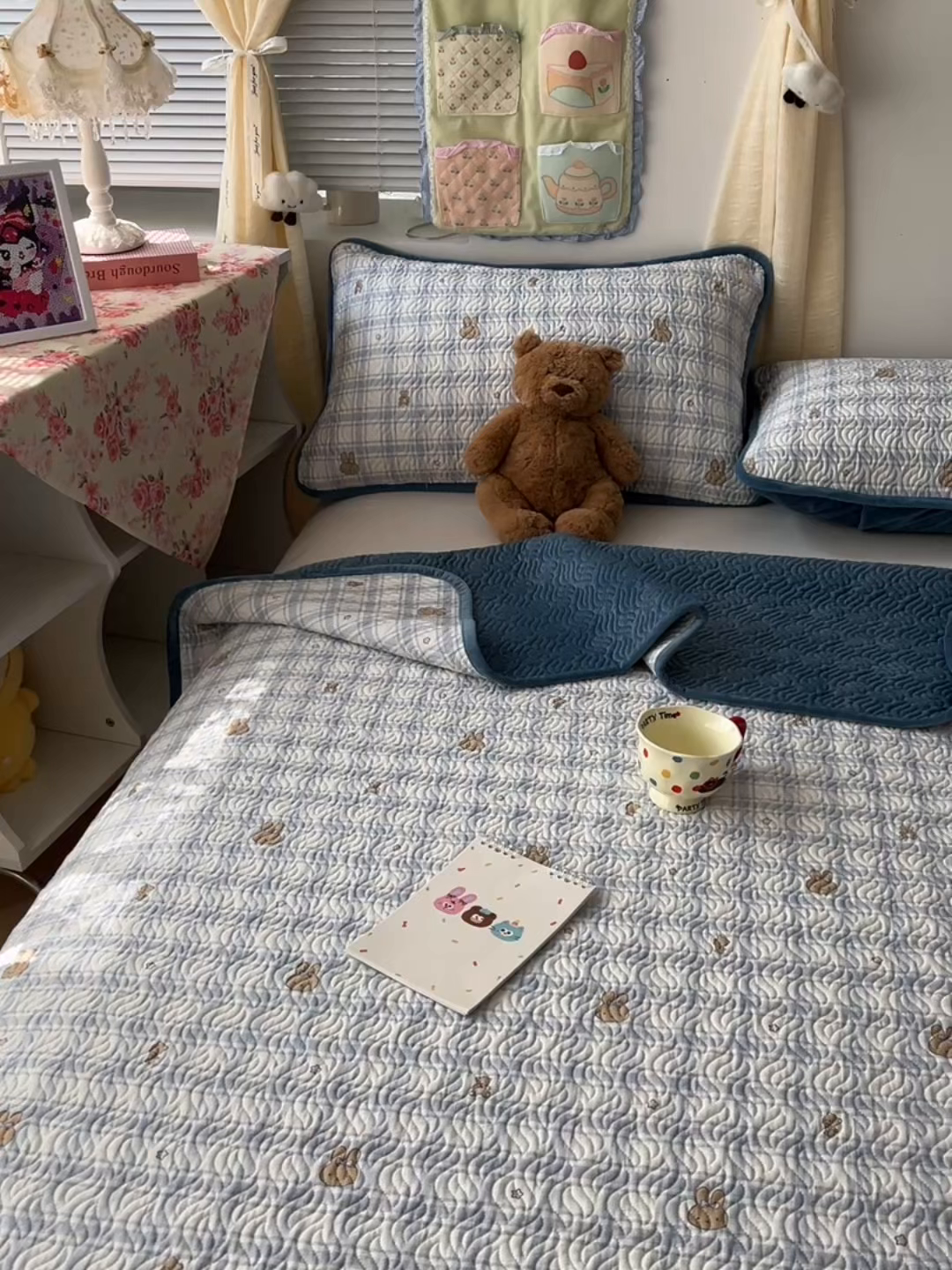 91家纺网 家纺一手货源 找家纺 慕晨 2025新品棉加绒床盖一面全棉一面牛奶绒床盖炕盖单品床盖床盖单件加厚高温酵素砂洗 米小兔