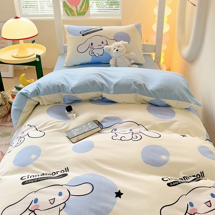 91家纺网 家纺一手货源 找家纺 港岛妹妹 2025新款云朵水洗工艺三丽鸥学生宿舍三件套上下铺三件套 三丽鸥-长耳狗狗