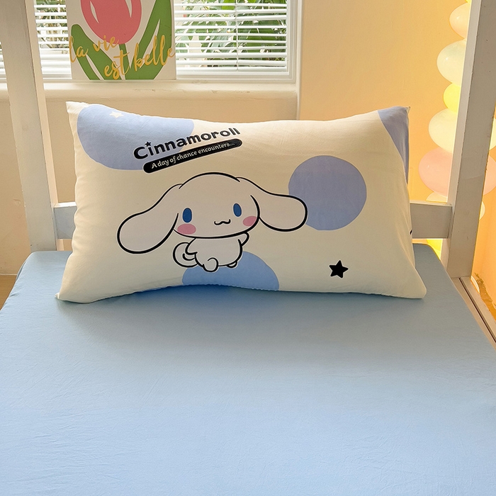 91家纺网 家纺一手货源 找家纺 港岛妹妹 2025新款云朵水洗工艺三丽鸥学生宿舍三件套上下铺三件套 三丽鸥-长耳狗狗