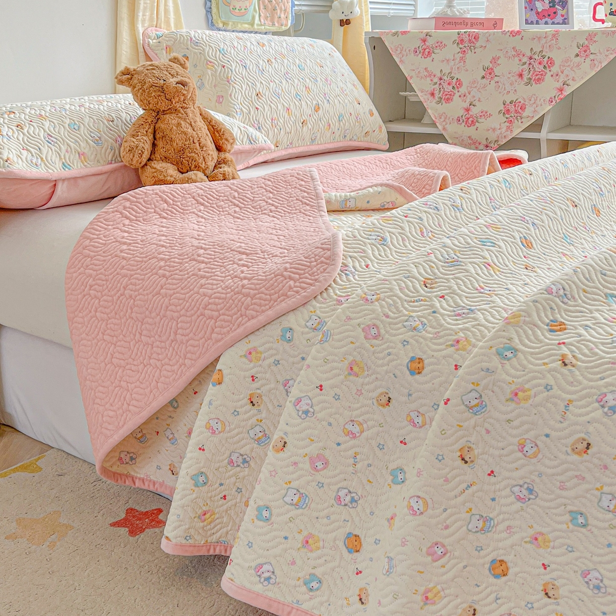 91家纺网 家纺一手货源 找家纺 慕晨 2025新品棉加绒床盖一面全棉一面牛奶绒床盖炕盖单品床盖床盖单件加厚高温酵素砂洗 K乐园