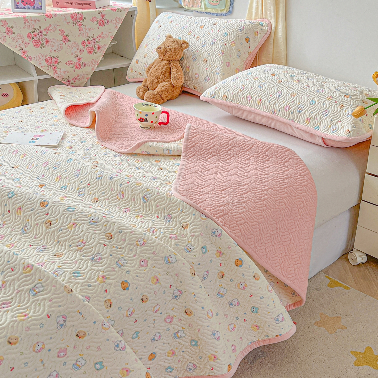 91家纺网 家纺一手货源 找家纺 慕晨 2025新品棉加绒床盖一面全棉一面牛奶绒床盖炕盖单品床盖床盖单件加厚高温酵素砂洗 K乐园