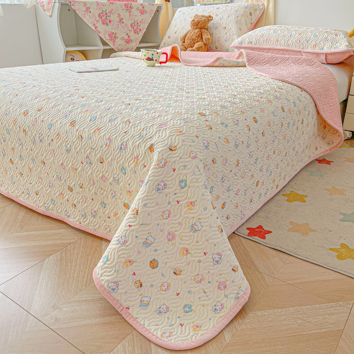 91家纺网 家纺一手货源 找家纺 慕晨 2025新品棉加绒床盖一面全棉一面牛奶绒床盖炕盖单品床盖床盖单件加厚高温酵素砂洗 K乐园