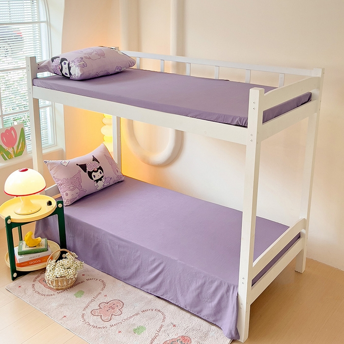 91家纺网 家纺一手货源 找家纺 港岛妹妹 2025新款云朵水洗工艺三丽鸥学生宿舍三件套上下铺三件套 三丽鸥-紫色库洛米