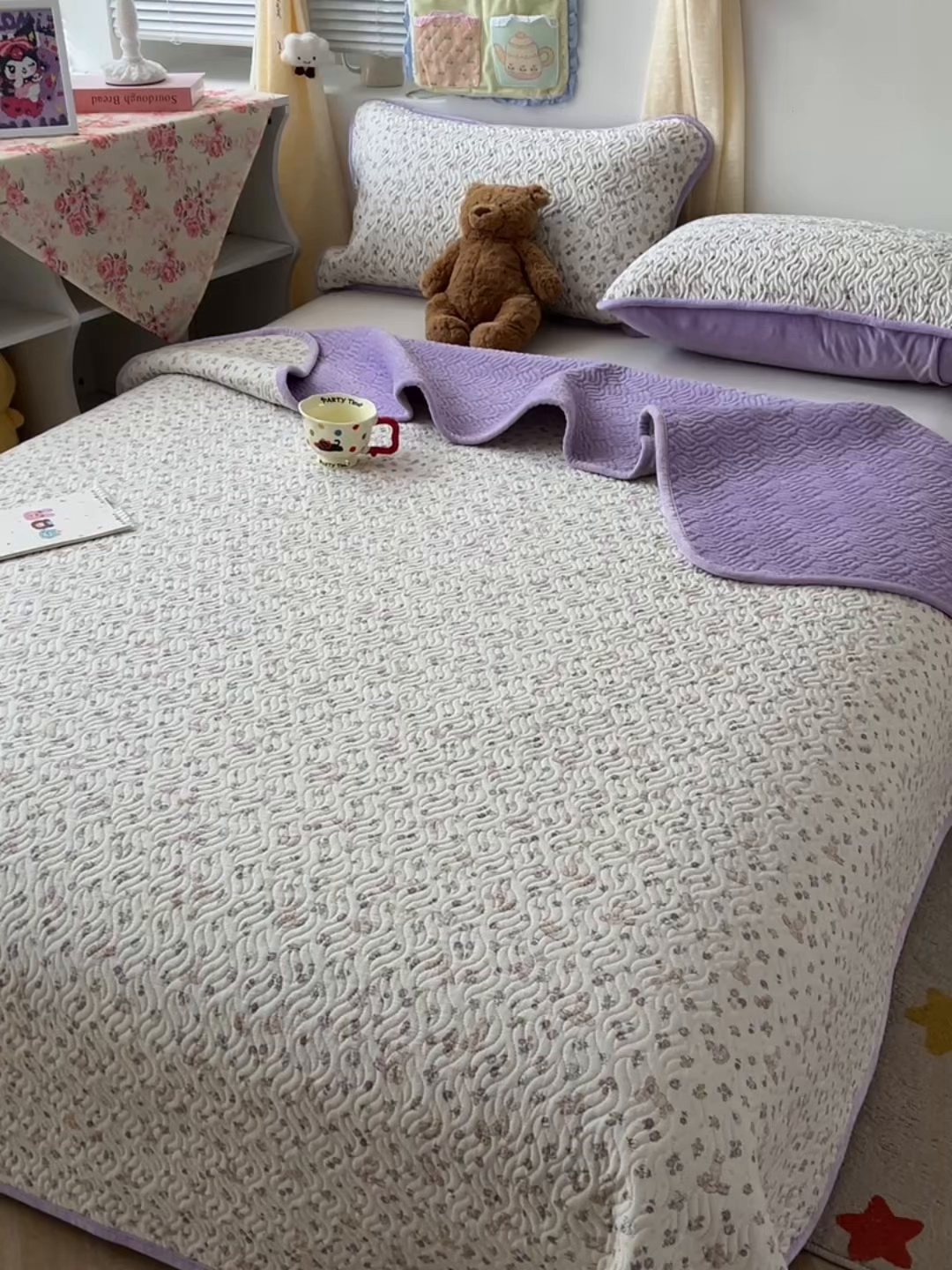 91家纺网 家纺一手货源 找家纺 慕晨 2025新品棉加绒床盖一面全棉一面牛奶绒床盖炕盖单品床盖床盖单件加厚高温酵素砂洗 爱丽思